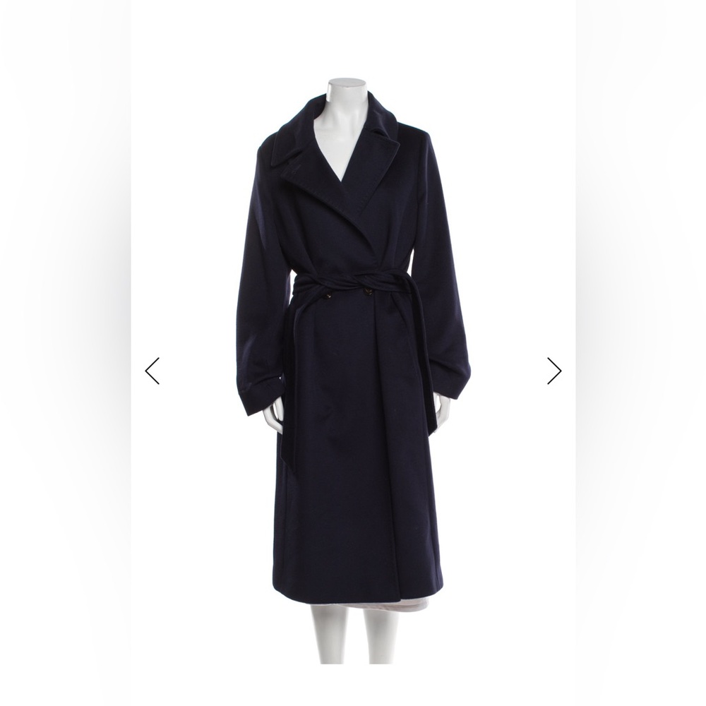 Max Mara Studio Navy Wool Pea Coat US16